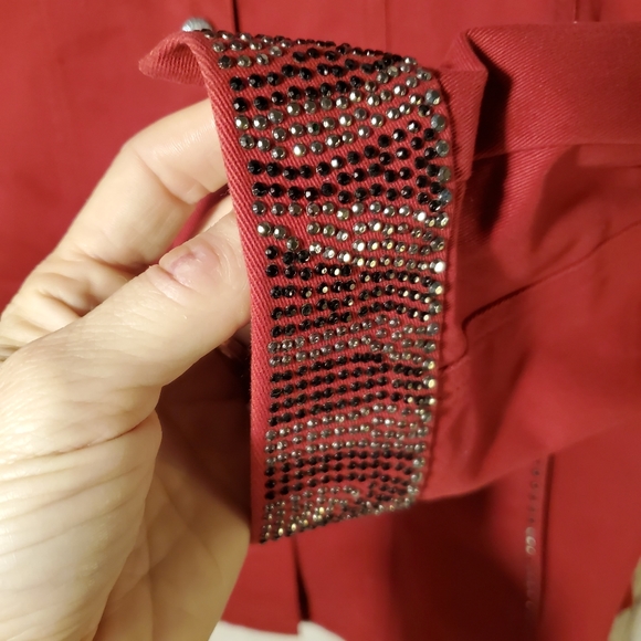 Rhinestone decorated Red Jeans Jacket - Picture 4 of 6